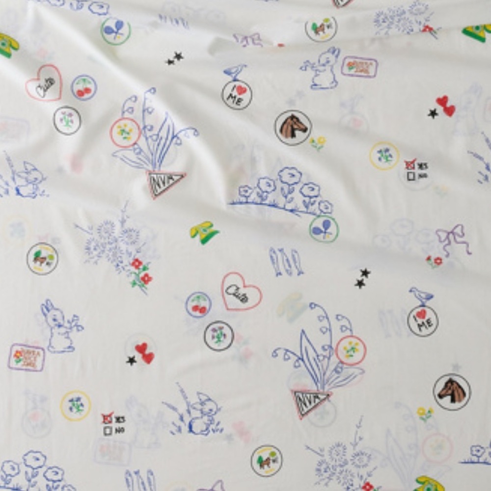 Urban Outfitters Patches Patterned Core Sheet Set in White | TWIN/TWIN XL NWT